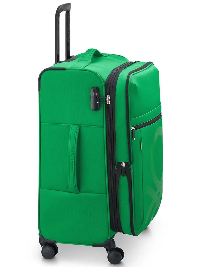 United Colors Of Benetton  Color Block 69 Cm 4-Double Wheeled Softside Expandable Check-In Luggage Trolley Case - Green  | Best Price UAE